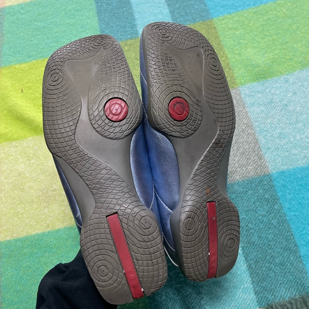 Prada Sport SS2000 technical cut-out slip-on trainers in a metallic blue/silver - Picture 3 of 9